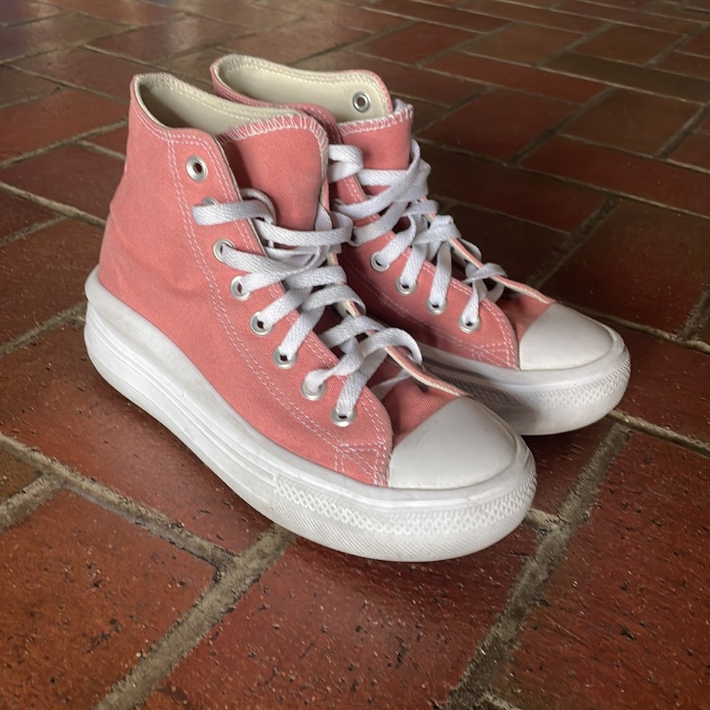 Platform Converse Women's Pink and White Sneakers